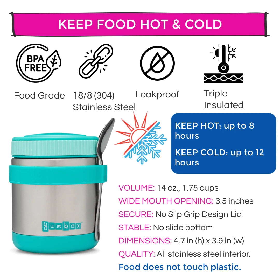 Food Thermos with Spoon - Aqua